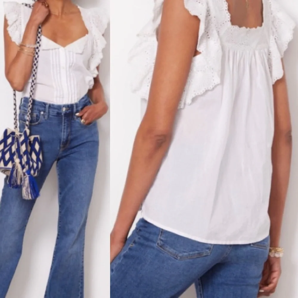 Cleobella White Ruffle Tank Top - Picture 2 of 9